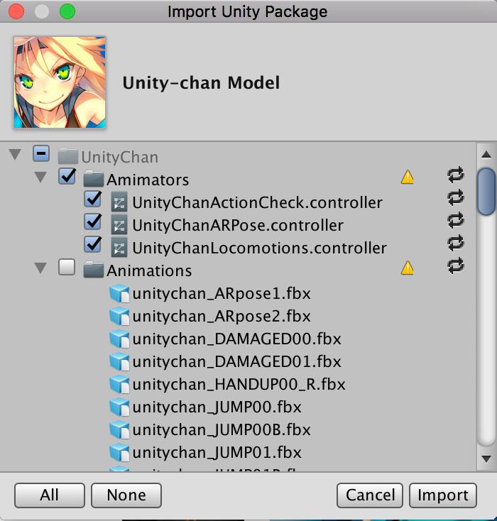 import Unity package